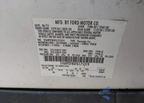 2015 Ford Taurus Limited from USA, damaged, VIN 1FAHP2F8XFG175319